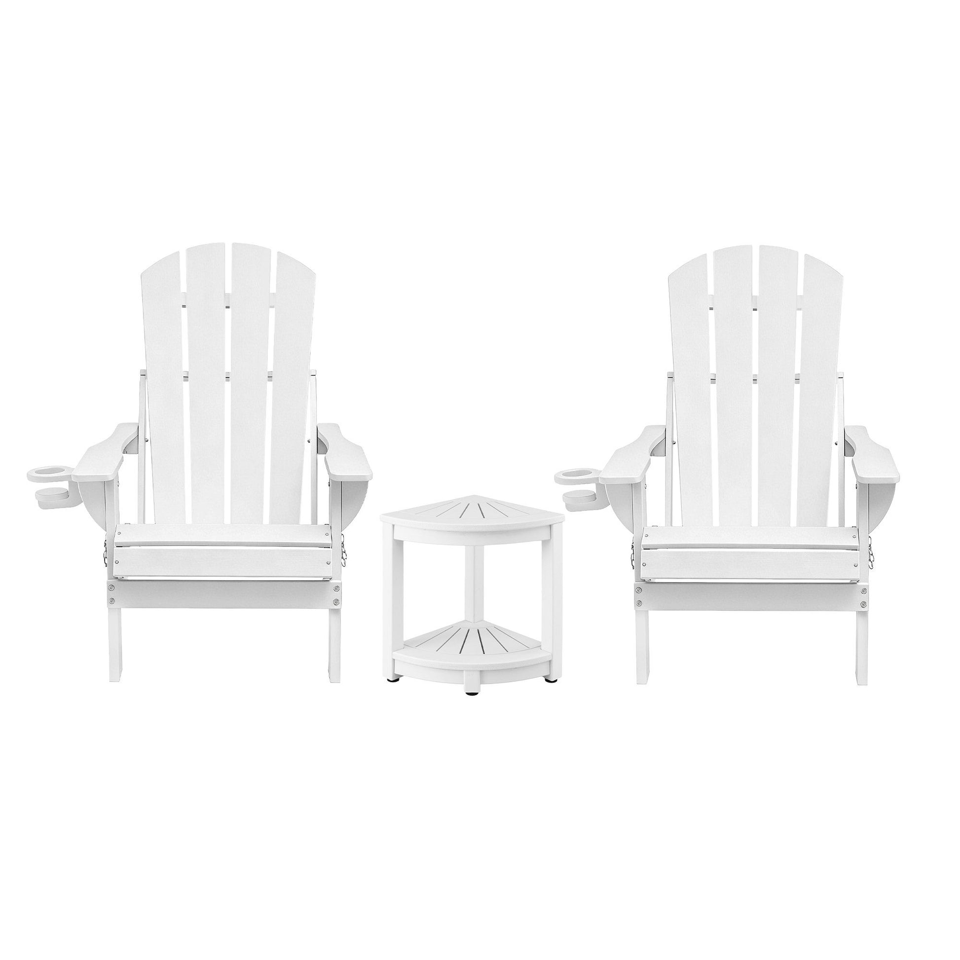 Gardeon Outdoor Table and Chairs HDPE Folding Adirondack Beach Chair Patio Furniture White - Homecoze