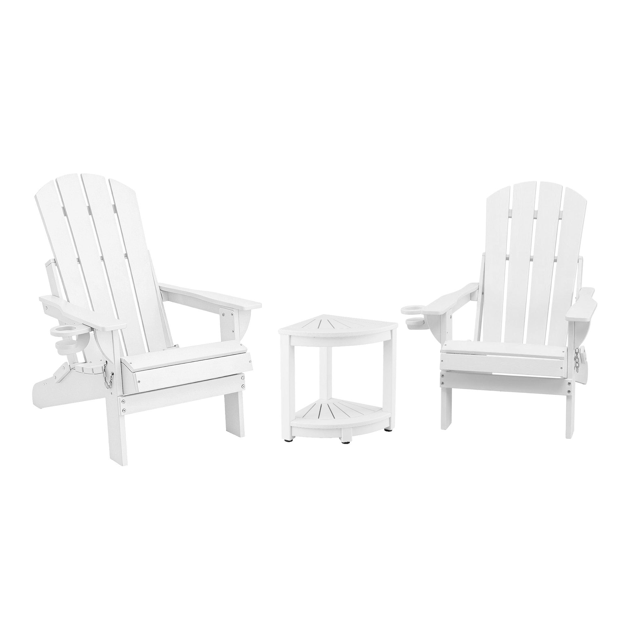 Gardeon Outdoor Table and Chairs HDPE Folding Adirondack Beach Chair Patio Furniture White - Homecoze