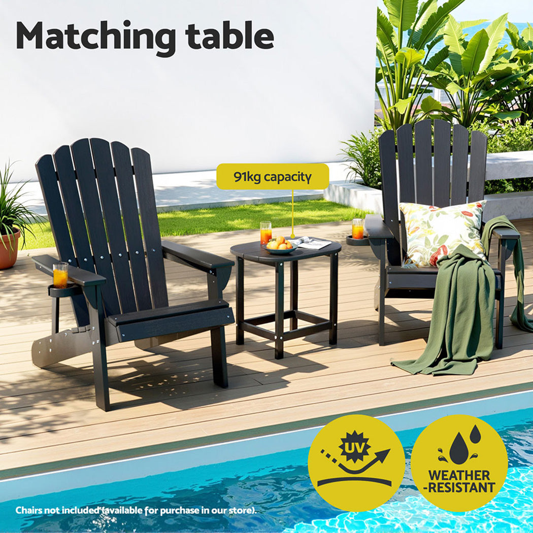 Gardeon Outdoor Coffee Side Table HDPE Desk Patio Furniture Camping Garden Black - Homecoze