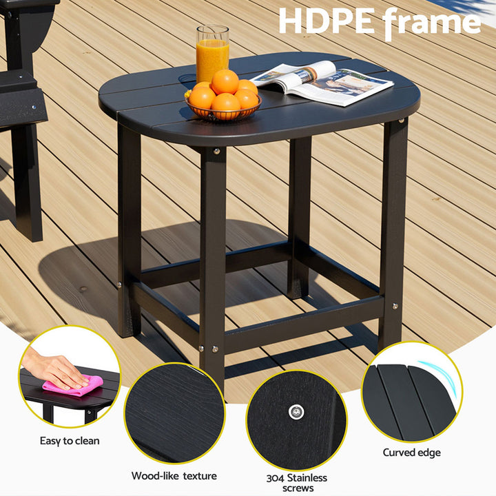 Gardeon Outdoor Coffee Side Table HDPE Desk Patio Furniture Camping Garden Black - Homecoze