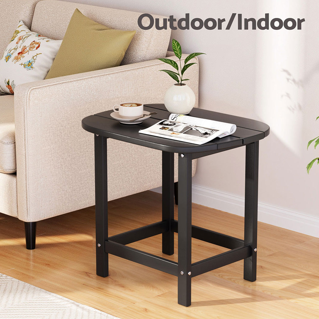 Gardeon Outdoor Coffee Side Table HDPE Desk Patio Furniture Camping Garden Black - Homecoze