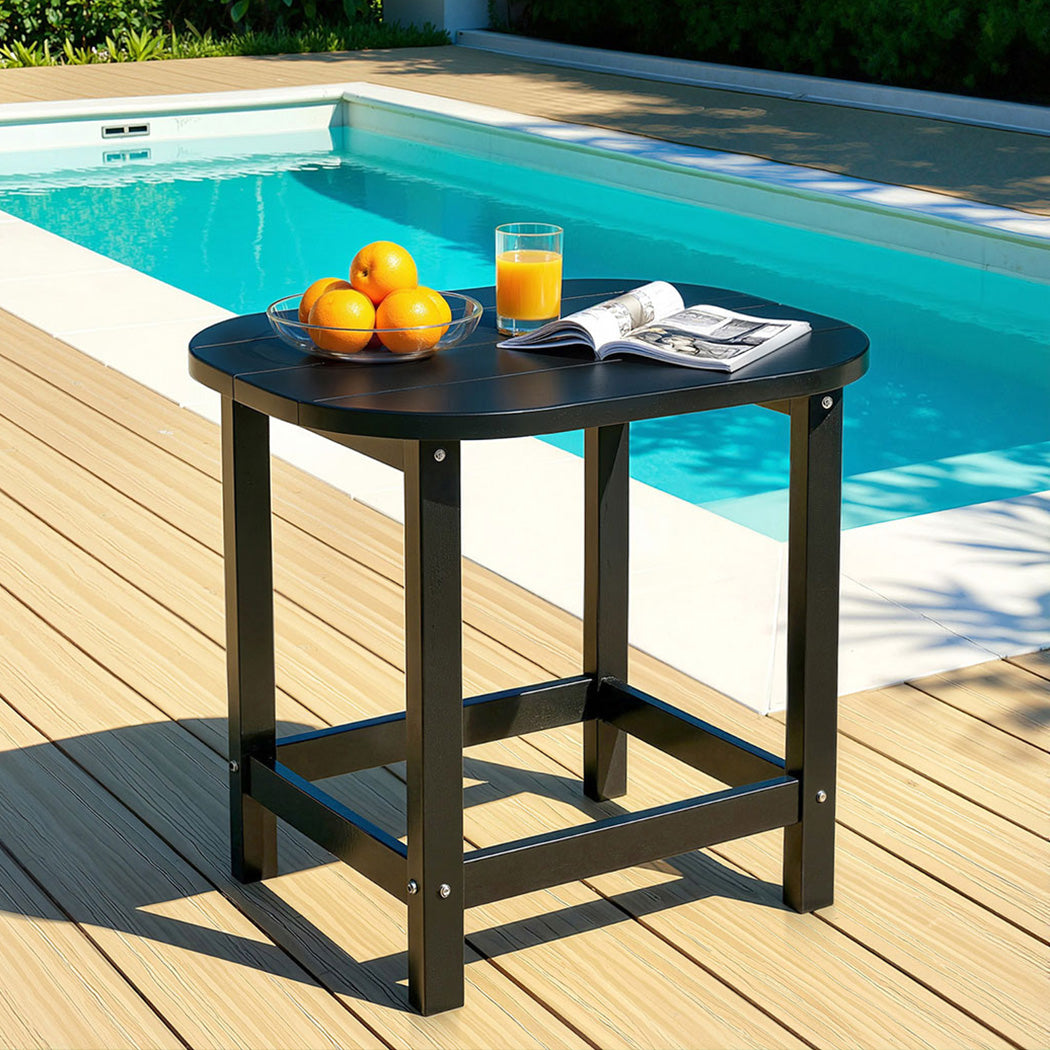 Gardeon Outdoor Coffee Side Table HDPE Desk Patio Furniture Camping Garden Black - Homecoze