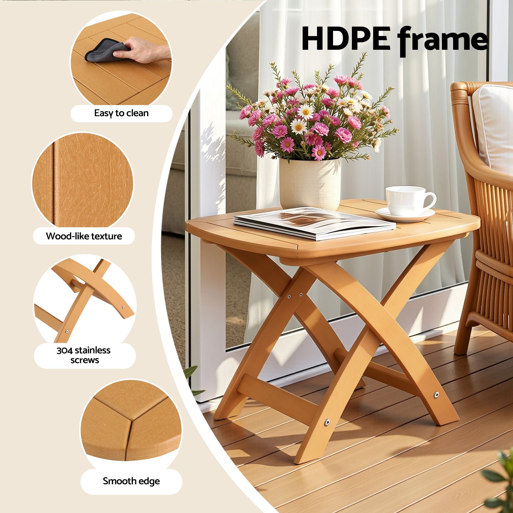 Outdoor Poly Side Table – Brown