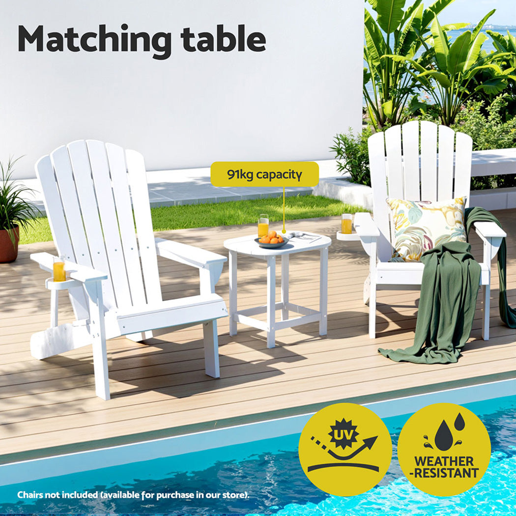 Gardeon Outdoor Coffee Side Table HDPE Desk Patio Furniture Camping Garden White - Homecoze