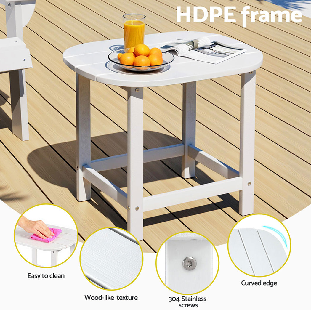 Gardeon Outdoor Coffee Side Table HDPE Desk Patio Furniture Camping Garden White - Homecoze