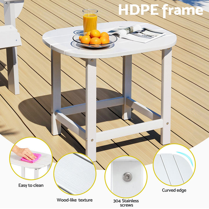 Gardeon Outdoor Coffee Side Table HDPE Desk Patio Furniture Camping Garden White - Homecoze