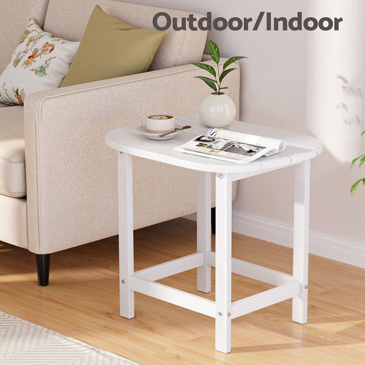 Gardeon Outdoor Coffee Side Table HDPE Desk Patio Furniture Camping Garden White - Homecoze