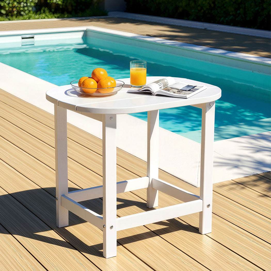 Gardeon Outdoor Coffee Side Table HDPE Desk Patio Furniture Camping Garden White - Homecoze
