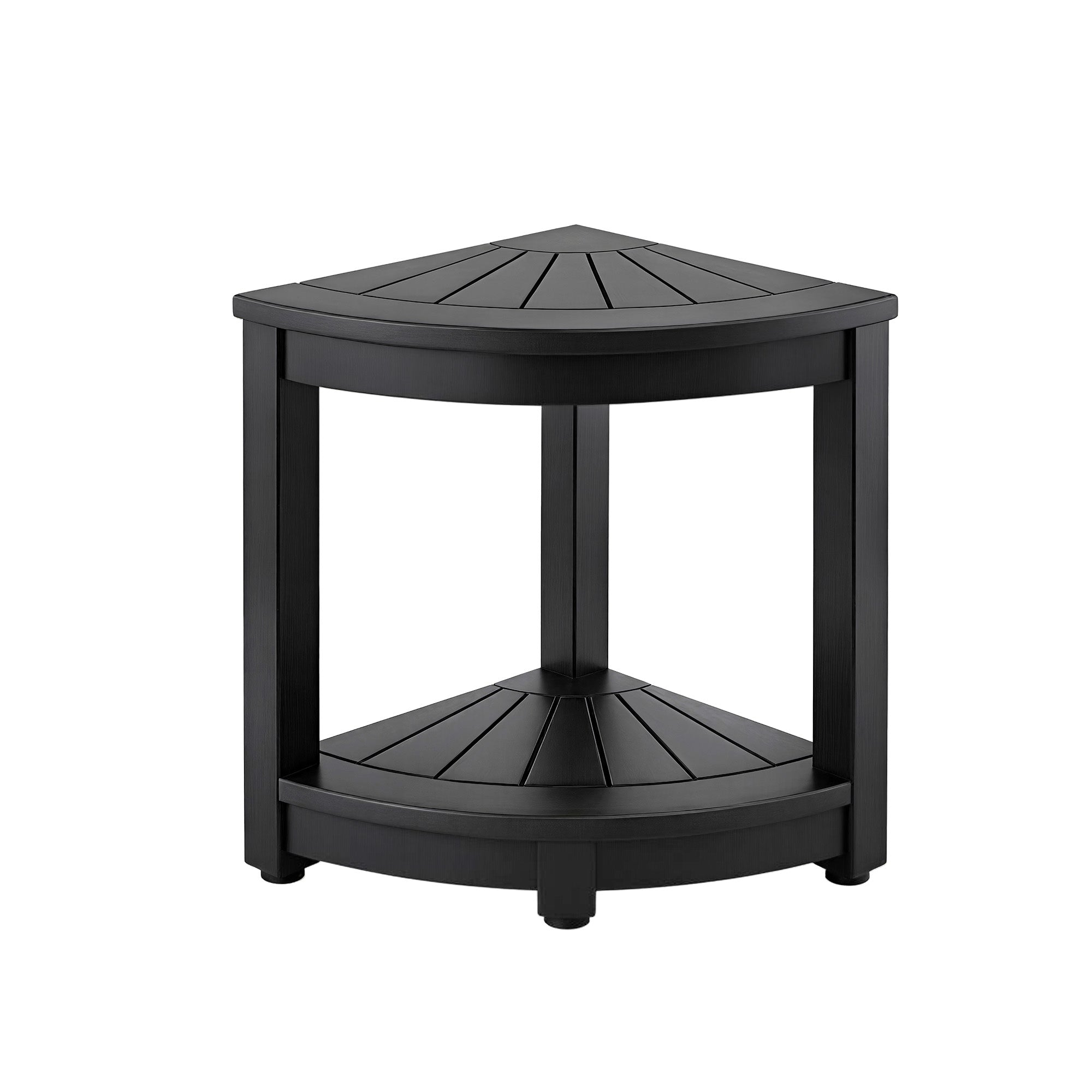 Outdoor Poly Side Table with Shelf – Black