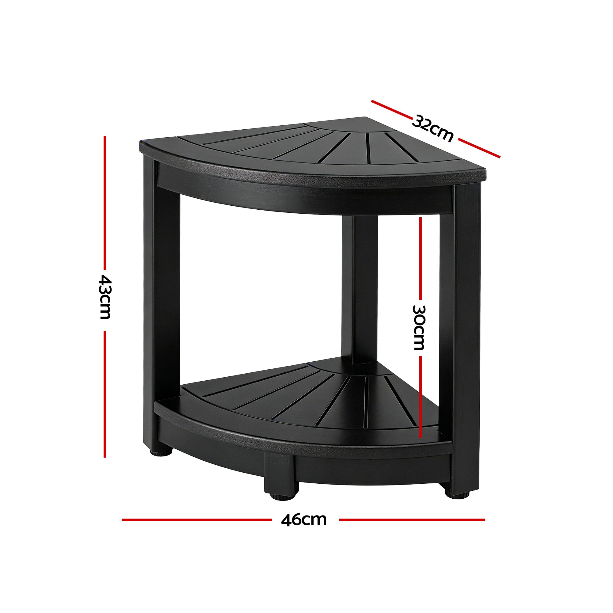 Outdoor Poly Side Table with Shelf – Black
