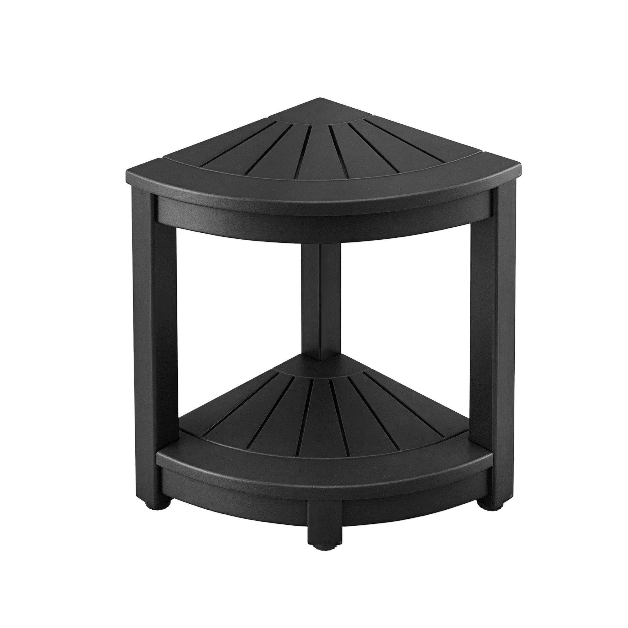 Outdoor Poly Side Table with Shelf – Black