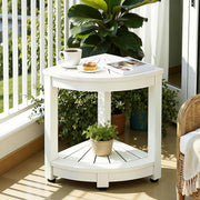 Gardeon Outdoor Coffee Side Table HDPE Desk Corner Shower Stool Bench Seat with Storage Shelf White - Homecoze
