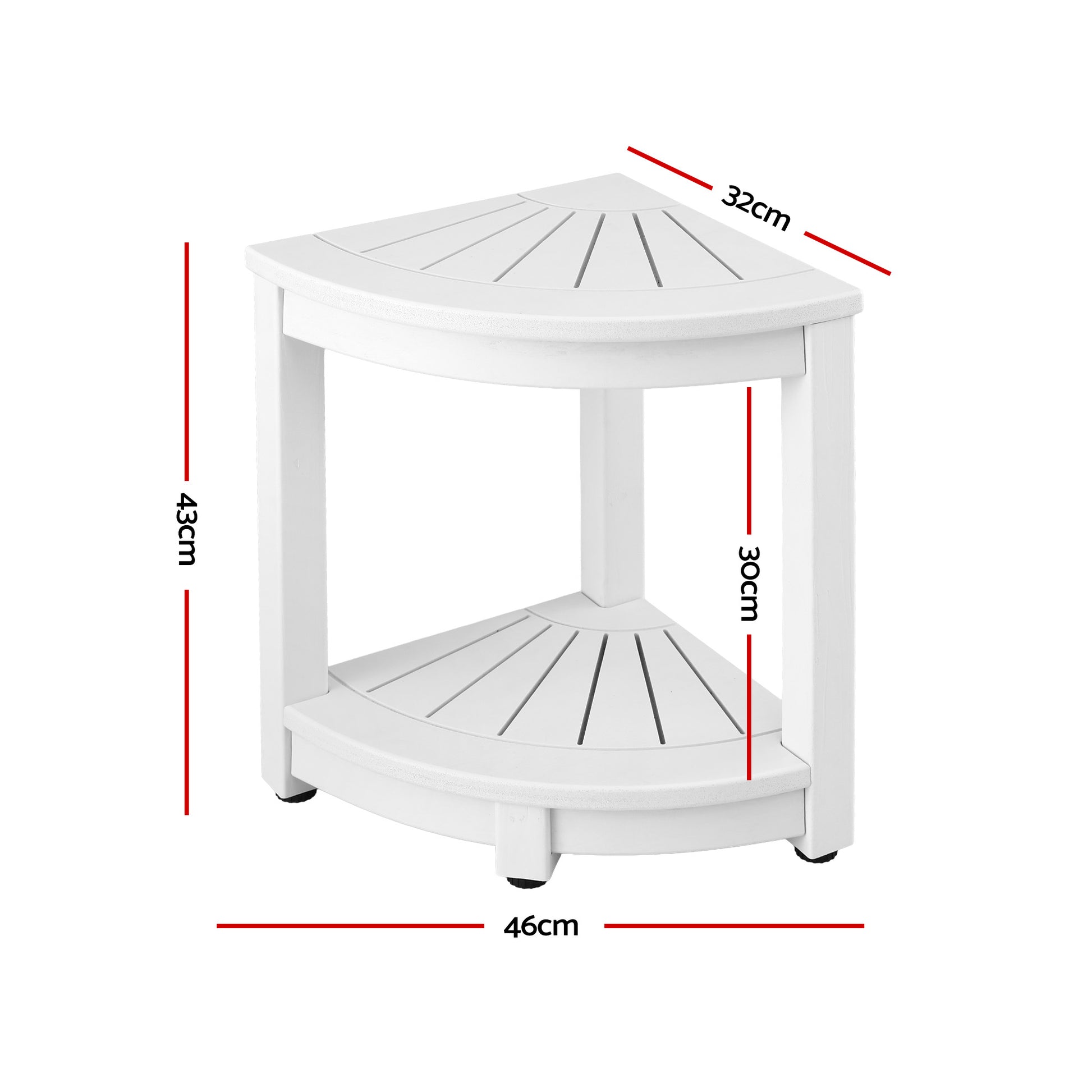 Gardeon Outdoor Coffee Side Table HDPE Desk Corner Shower Stool Bench Seat with Storage Shelf White - Homecoze