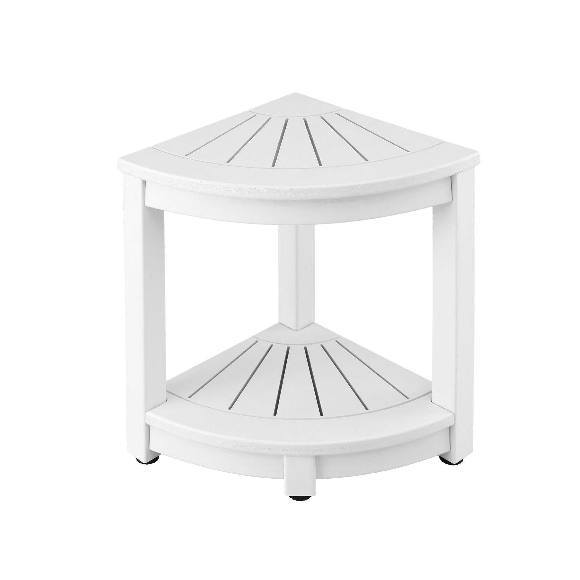 Gardeon Outdoor Coffee Side Table HDPE Desk Corner Shower Stool Bench Seat with Storage Shelf White - Homecoze