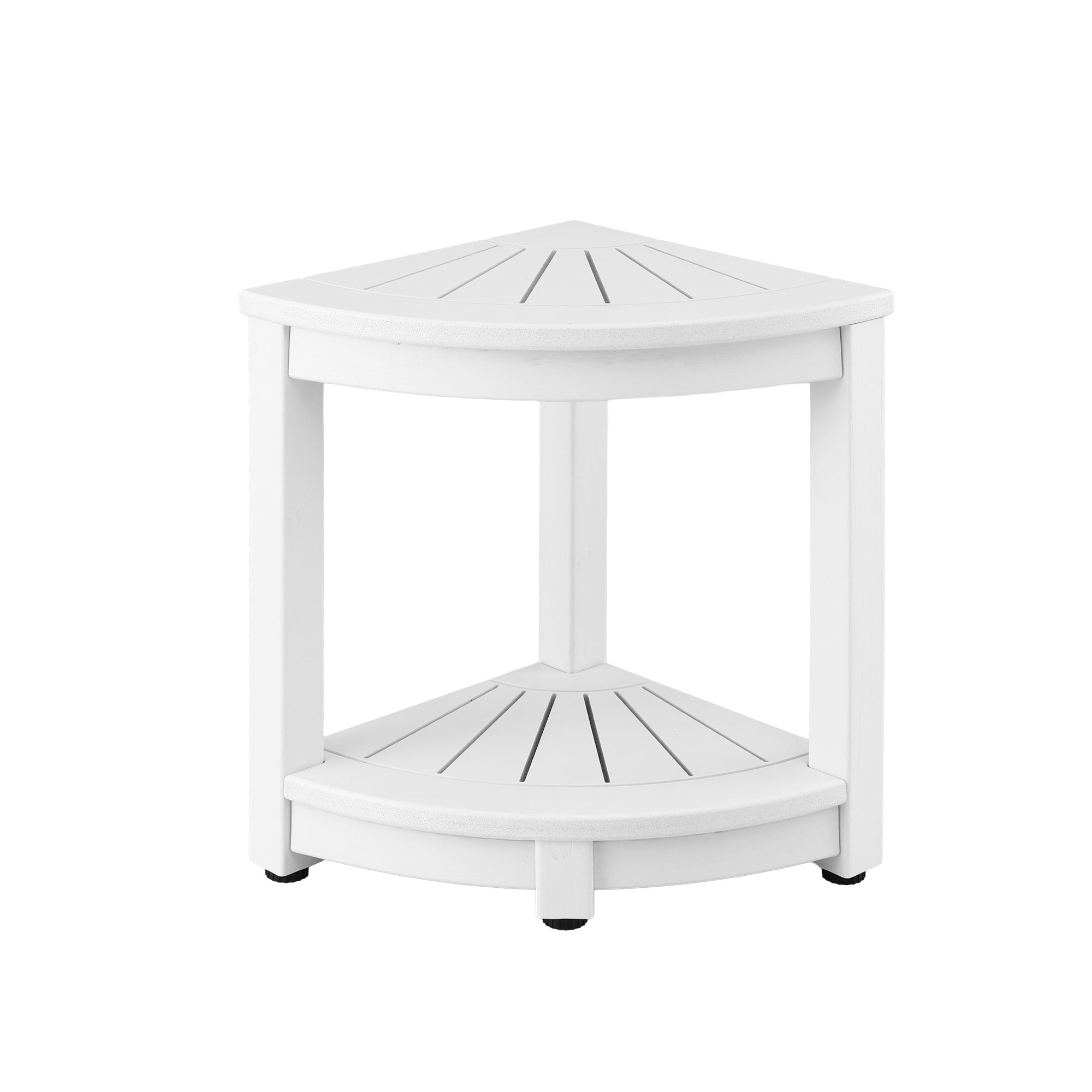 Gardeon Outdoor Coffee Side Table HDPE Desk Corner Shower Stool Bench Seat with Storage Shelf White - Homecoze