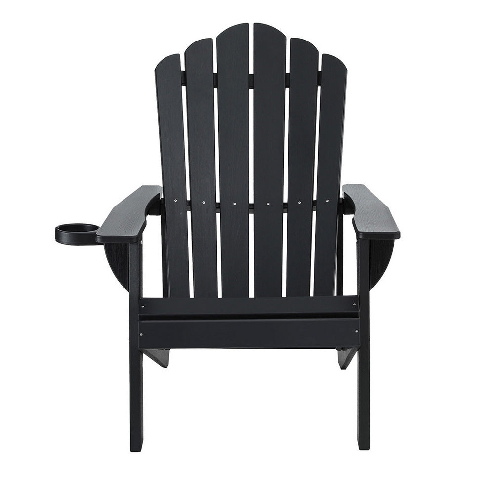 Gardeon Outdoor Chairs HDPE Adirondack Beach Chair Sun Lounge Patio Furniture Garden Black - Homecoze