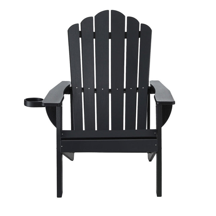 Gardeon Outdoor Chairs HDPE Adirondack Beach Chair Sun Lounge Patio Furniture Garden Black - Homecoze