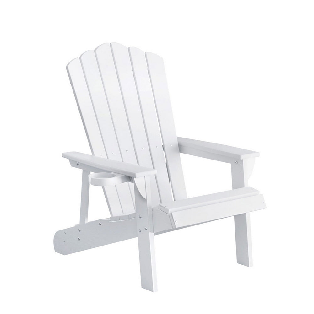 Gardeon Outdoor Chairs HDPE Adirondack Beach Chair Sun Lounge Patio Furniture Garden white - Homecoze