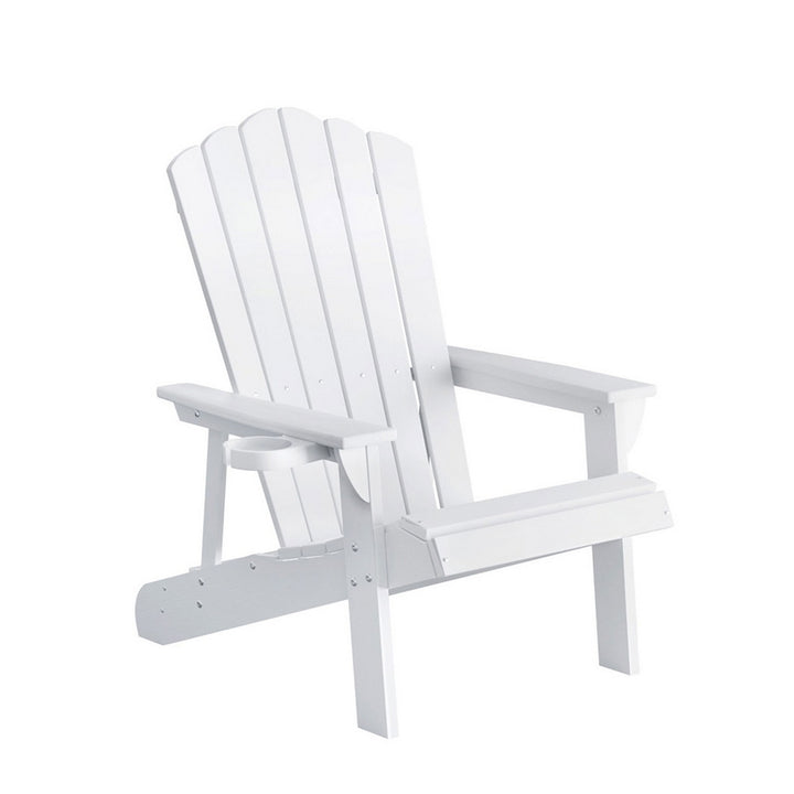 Gardeon Outdoor Chairs HDPE Adirondack Beach Chair Sun Lounge Patio Furniture Garden white - Homecoze