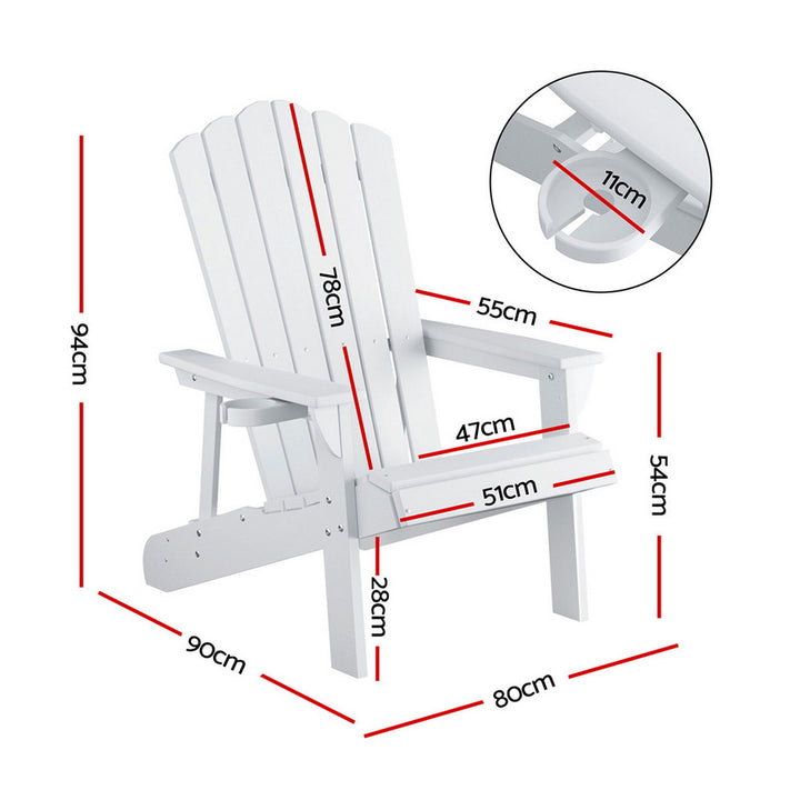 Gardeon Outdoor Chairs HDPE Adirondack Beach Chair Sun Lounge Patio Furniture Garden white - Homecoze