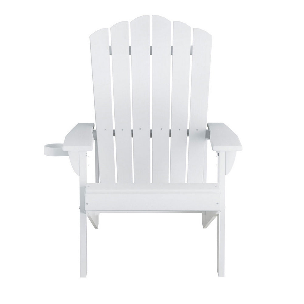 Gardeon Outdoor Chairs HDPE Adirondack Beach Chair Sun Lounge Patio Furniture Garden white - Homecoze