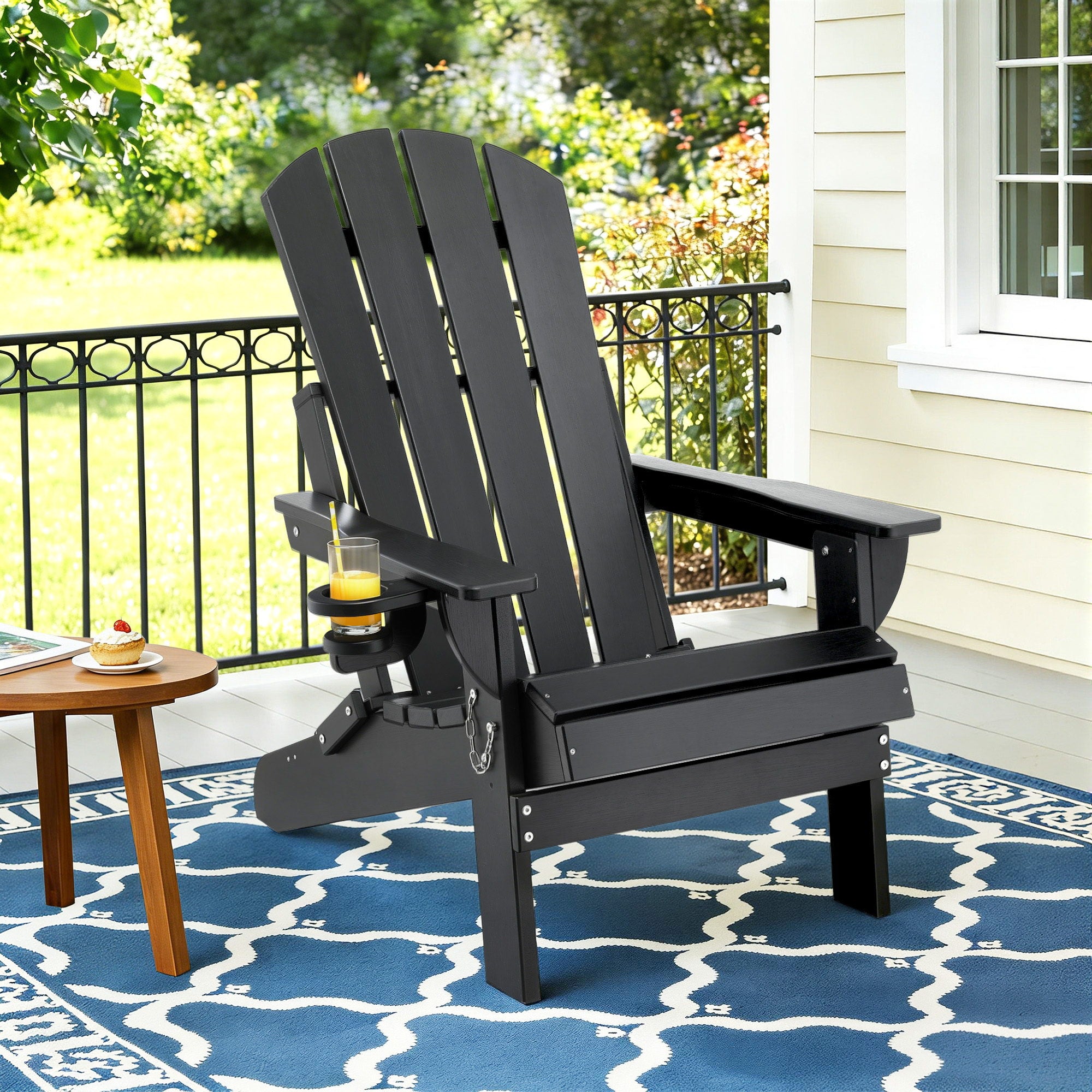 Folding Adirondack Poly Outdoor Chair – Black