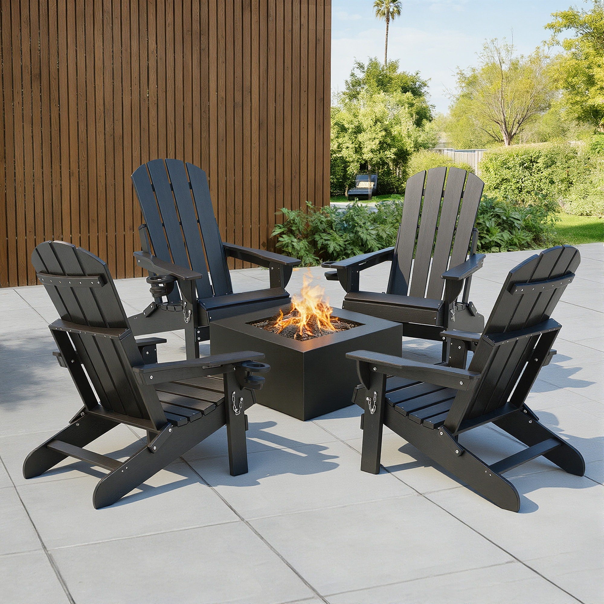 Folding Adirondack Poly Outdoor Chair – Black