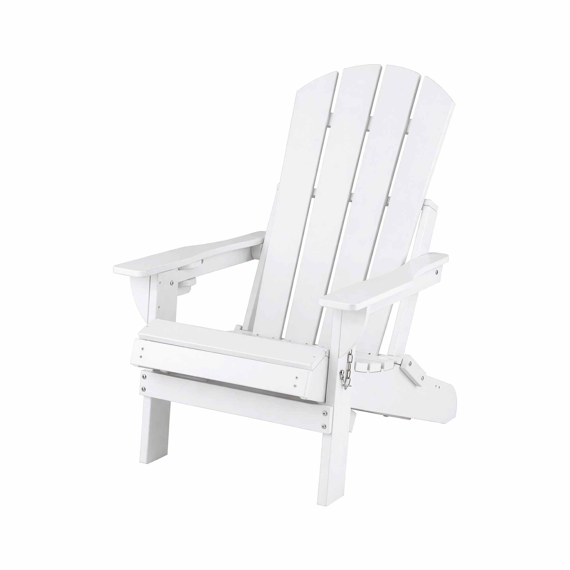 Folding Adirondack Poly Outdoor Chair with Footrest – White