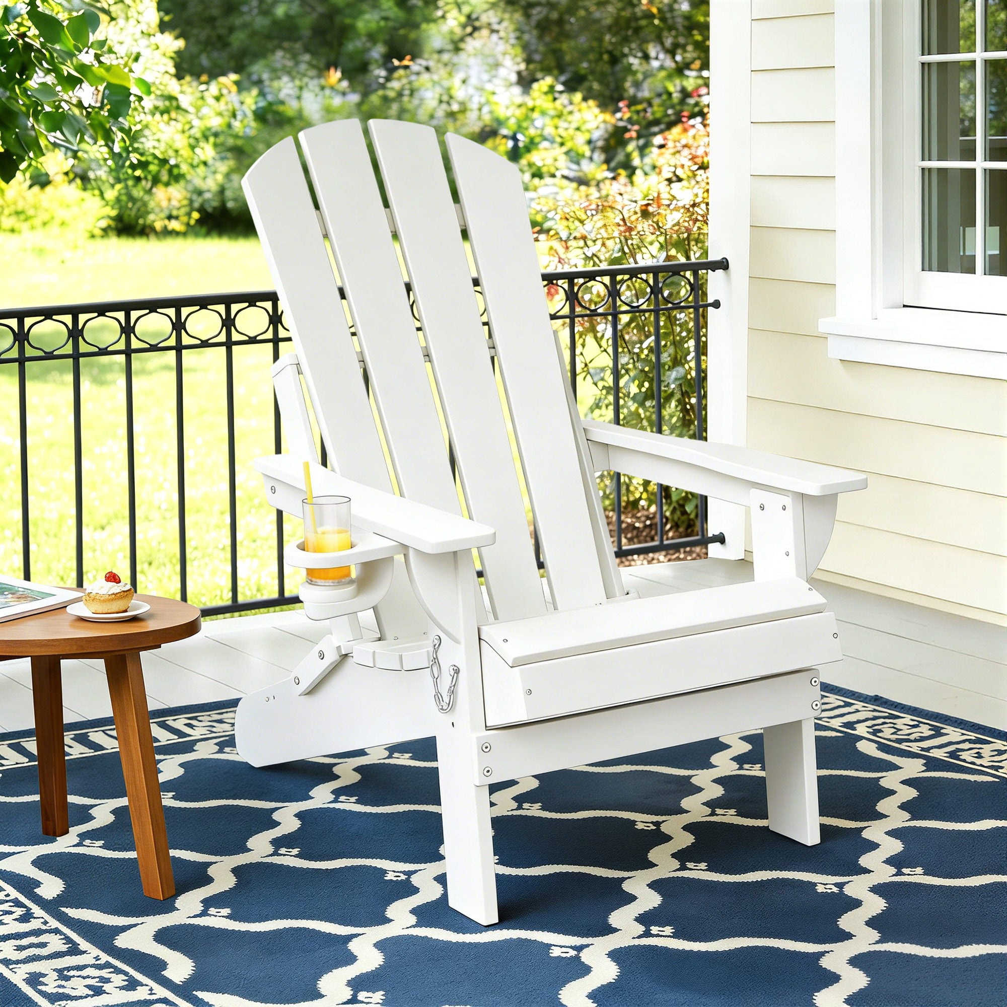 Gardeon Outdoor Chairs Folding Adirondack Beach Chair HDPE Sun Lounge Patio Furniture Garden White - Homecoze