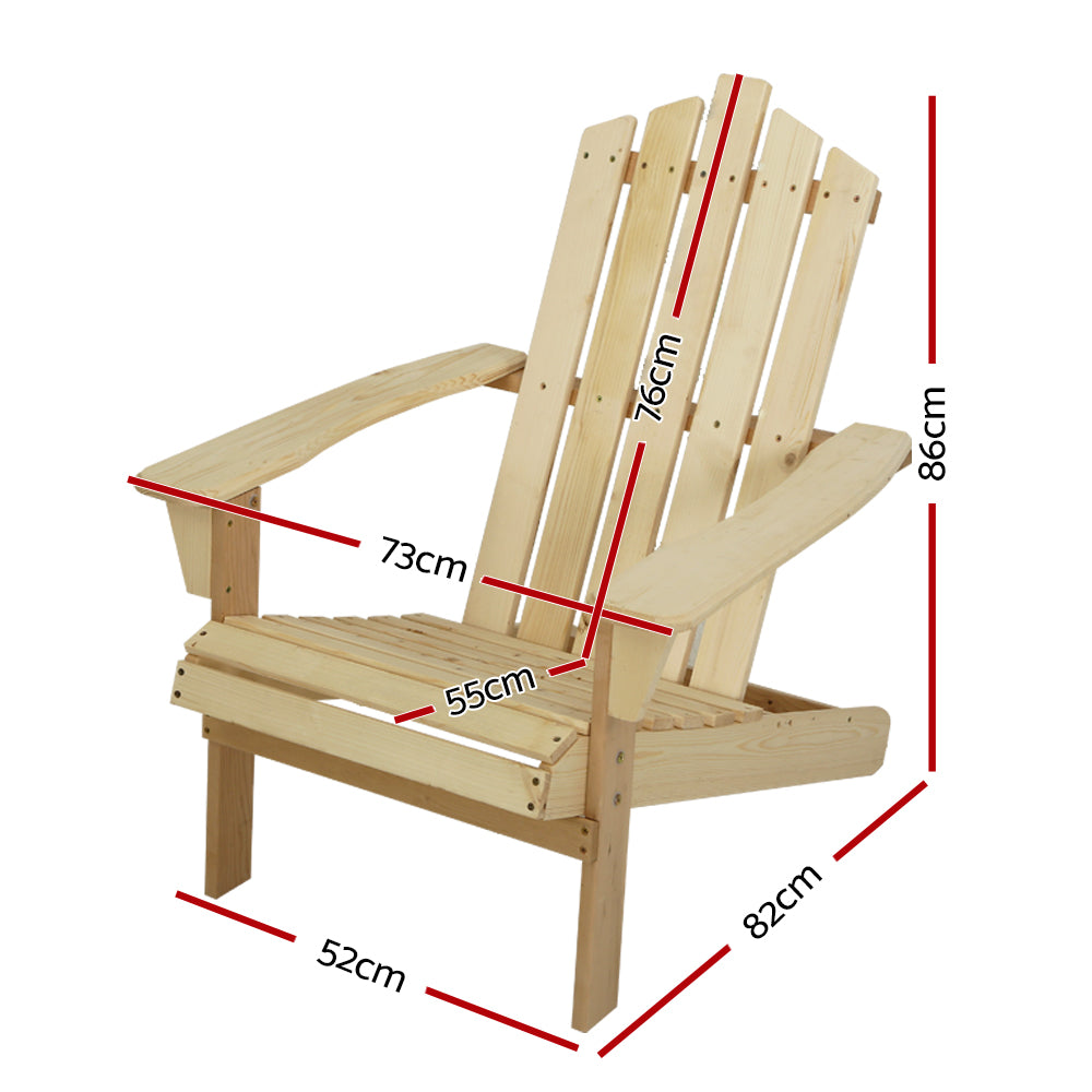 Adirondack Wooden Outdoor Armchair - Natural - Homecoze