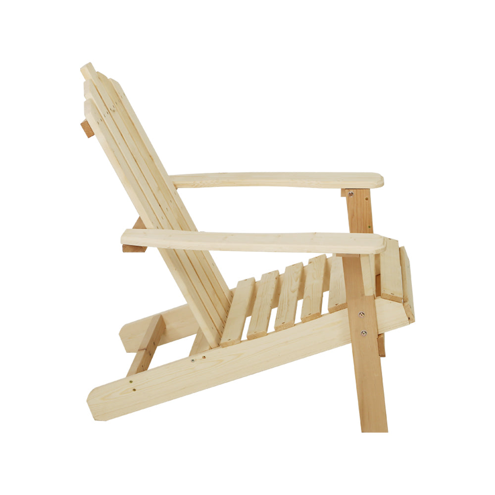 Adirondack Wooden Outdoor Armchair - Natural - Homecoze