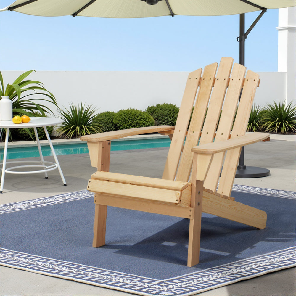 Adirondack Wooden Outdoor Armchair - Natural - Homecoze