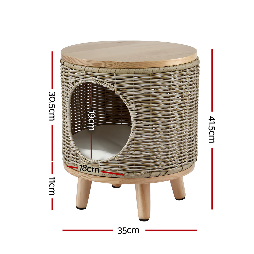 Gardeon Coffee Side Table Wicker Steel Desk Pet Bed Storage Outdoor Furniture - Homecoze