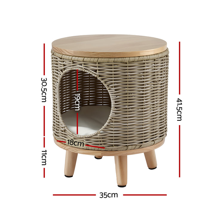 Gardeon Coffee Side Table Wicker Steel Desk Pet Bed Storage Outdoor Furniture - Homecoze