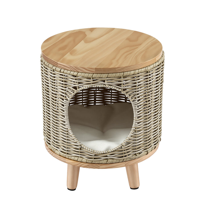 Gardeon Coffee Side Table Wicker Steel Desk Pet Bed Storage Outdoor Furniture - Homecoze