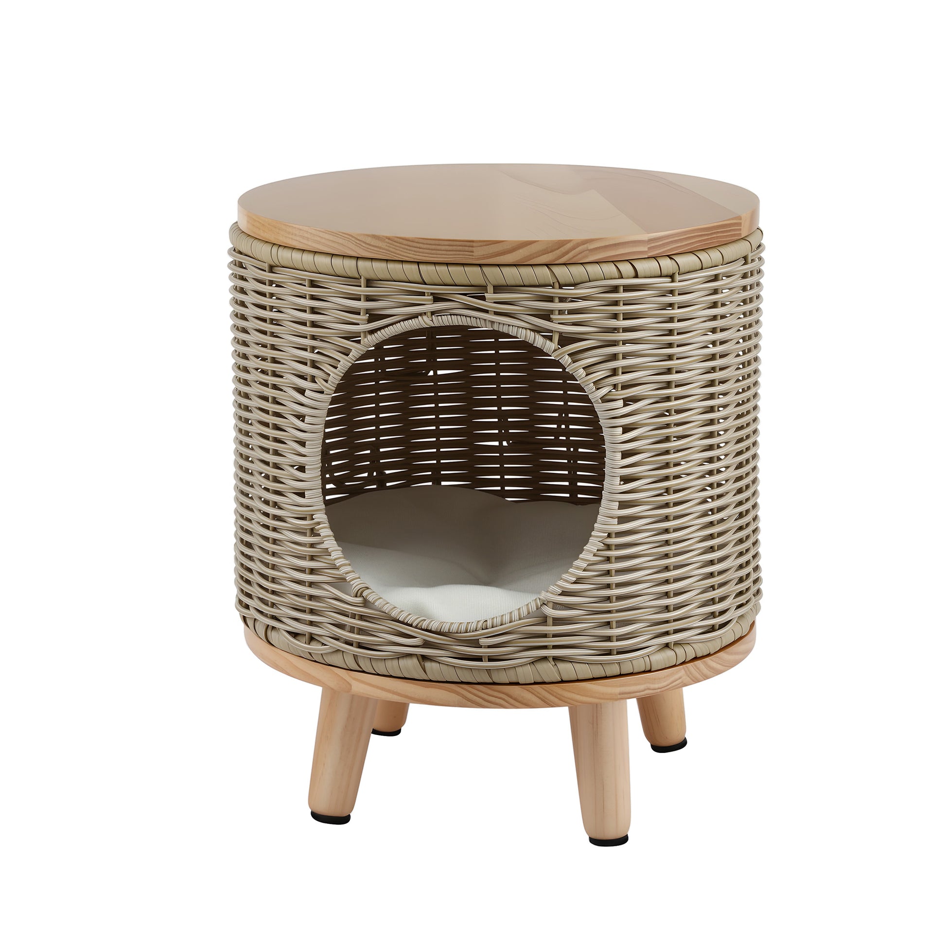 Gardeon Coffee Side Table Wicker Steel Desk Pet Bed Storage Outdoor Furniture - Homecoze