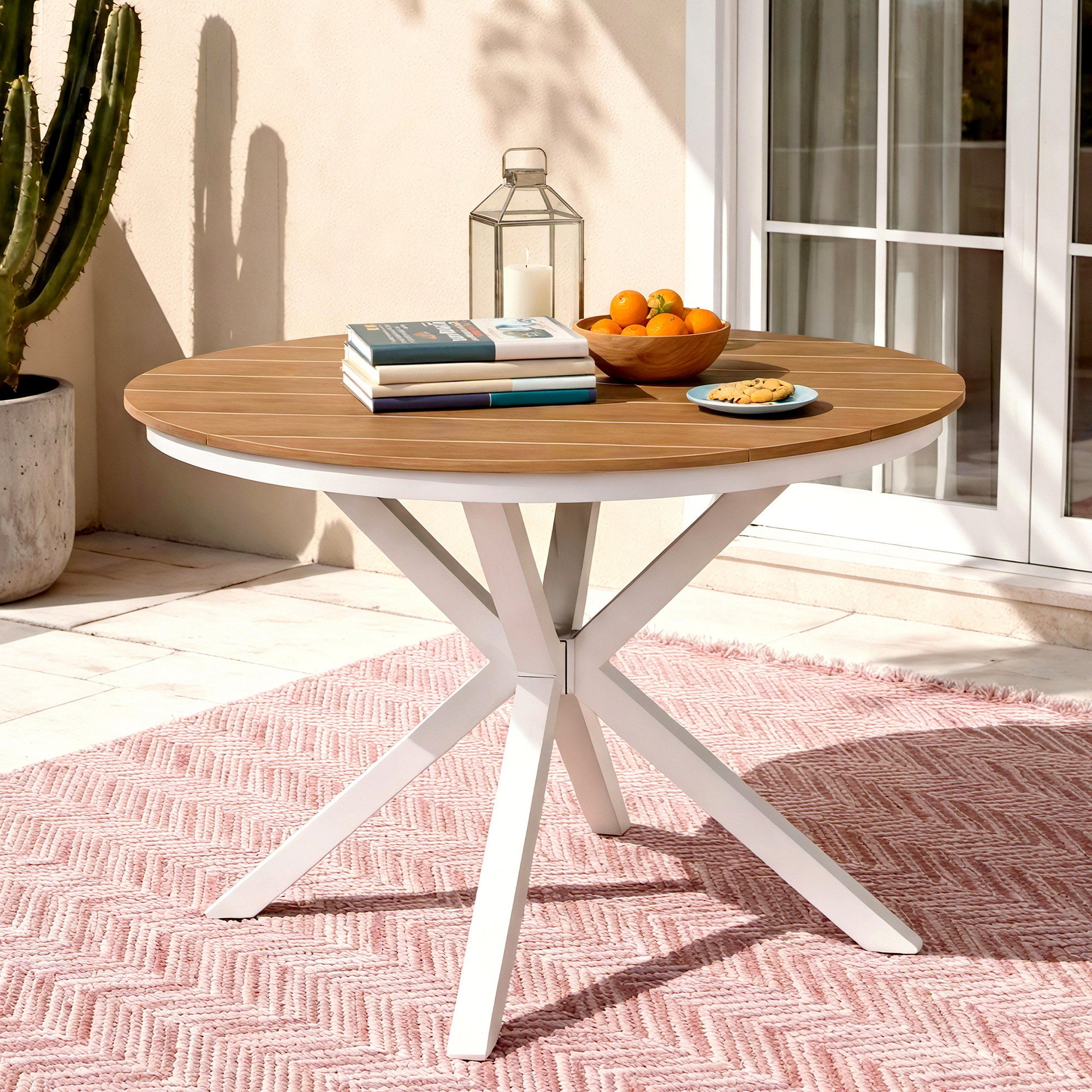 Gardeon Outdoor Dining Table 108CM Aluminum Frame WPC Top Desk Patio Furniture - Homecoze