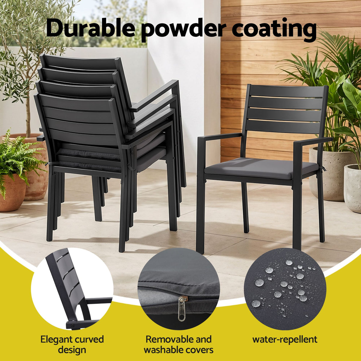 10-Seat Extendable Aluminium Outdoor Dining Set – Black
