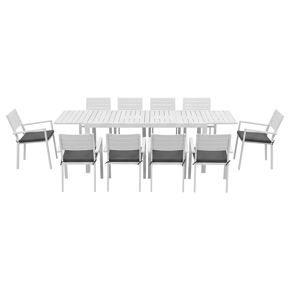 10-Seat Extendable Aluminium Outdoor Dining Set – White