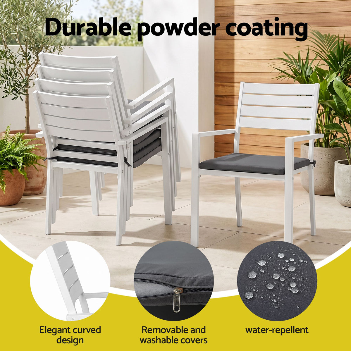 10-Seat Extendable Aluminium Outdoor Dining Set – White