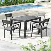 5PC Outdoor Dining Set with Extendable Table - Black - Homecoze