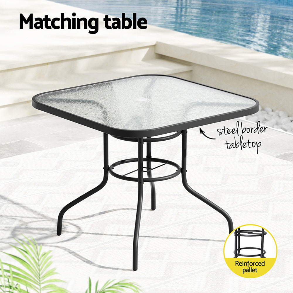 5 PC Steel & Rattan Outdoor Dining Set - Black - Homecoze
