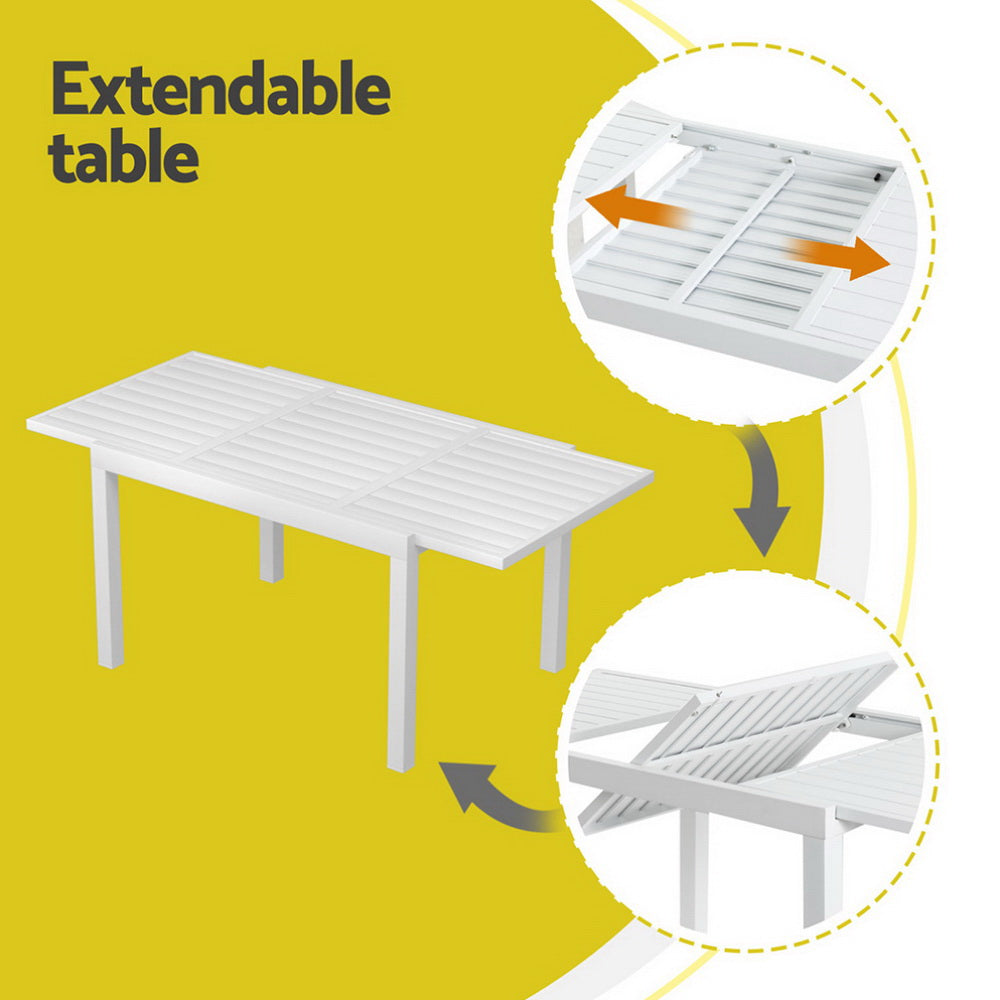 5PC Outdoor Dining Set with Extendable Table - White - Homecoze