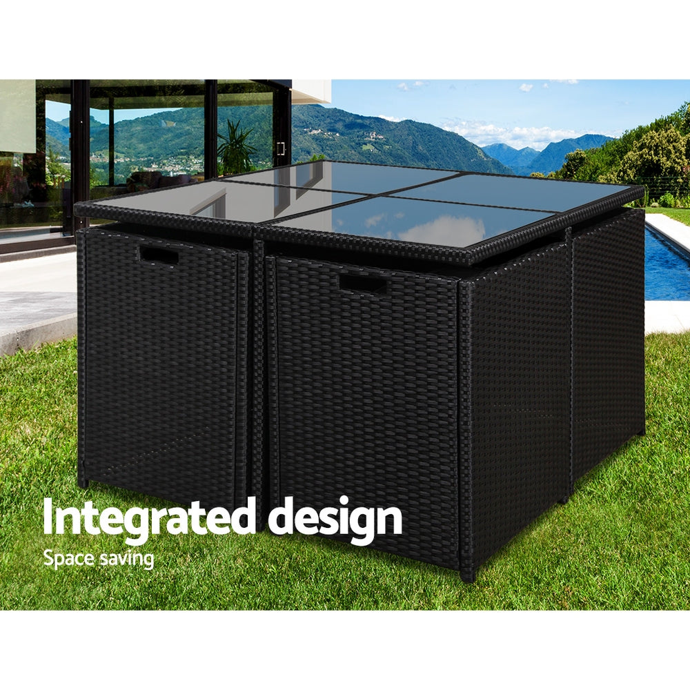 5PC Wicker Outdoor Dining Set - Black - Homecoze