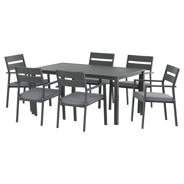 6-Seat Aluminium Outdoor Dining Set - Black - Homecoze