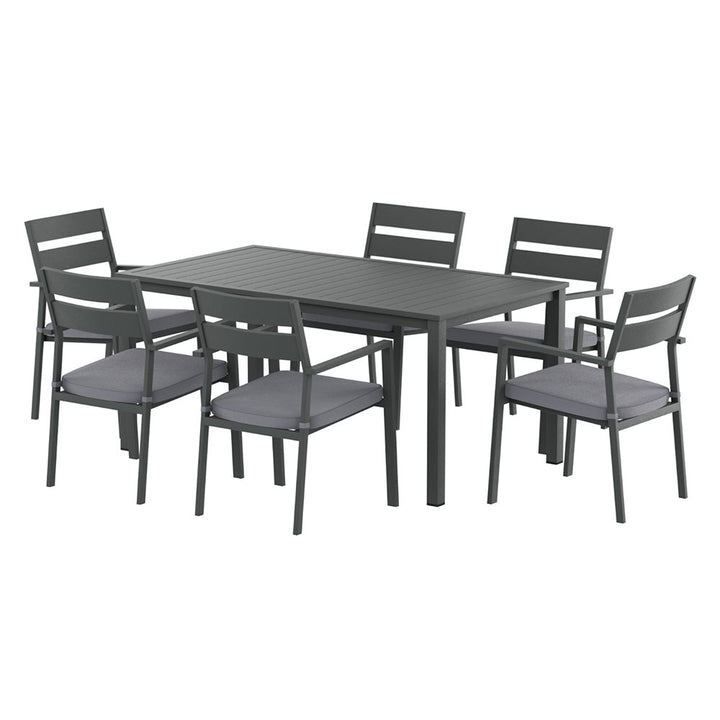 6-Seat Aluminium Outdoor Dining Set - Black - Homecoze