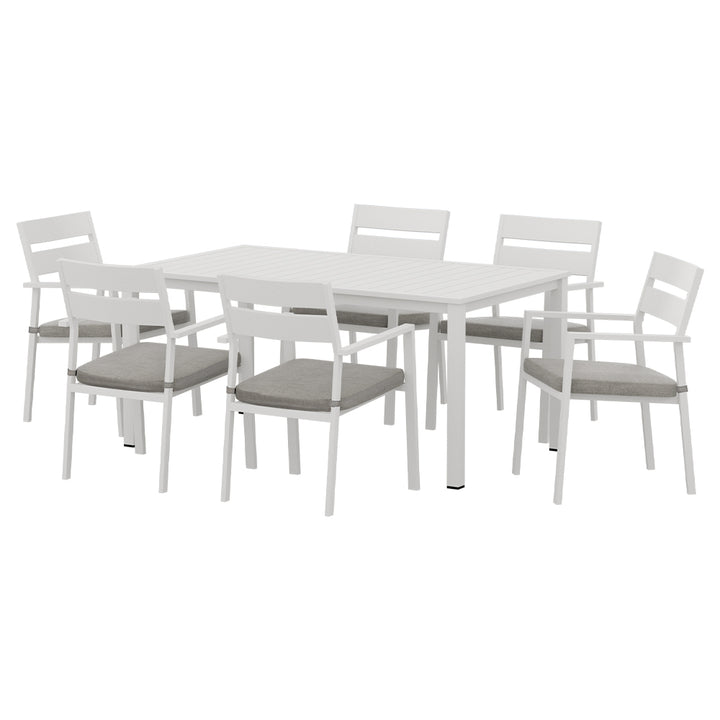 6-Seat Aluminum Outdoor Dining Set - White