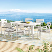 6-Seat Aluminum Outdoor Dining Set - White - Homecoze