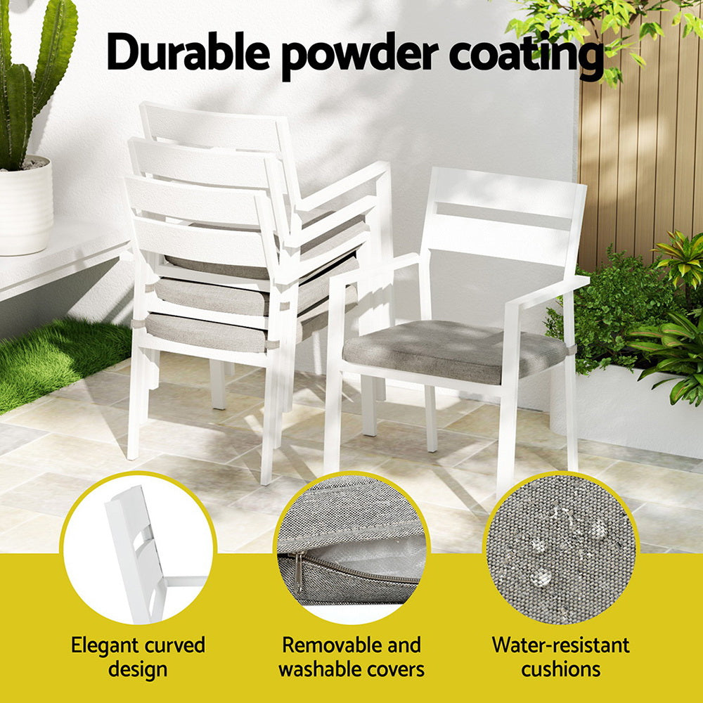 6-Seat Aluminum Outdoor Dining Set - White - Homecoze