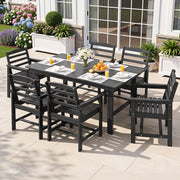 6-Seat HDPE Outdoor Dining Set - Black